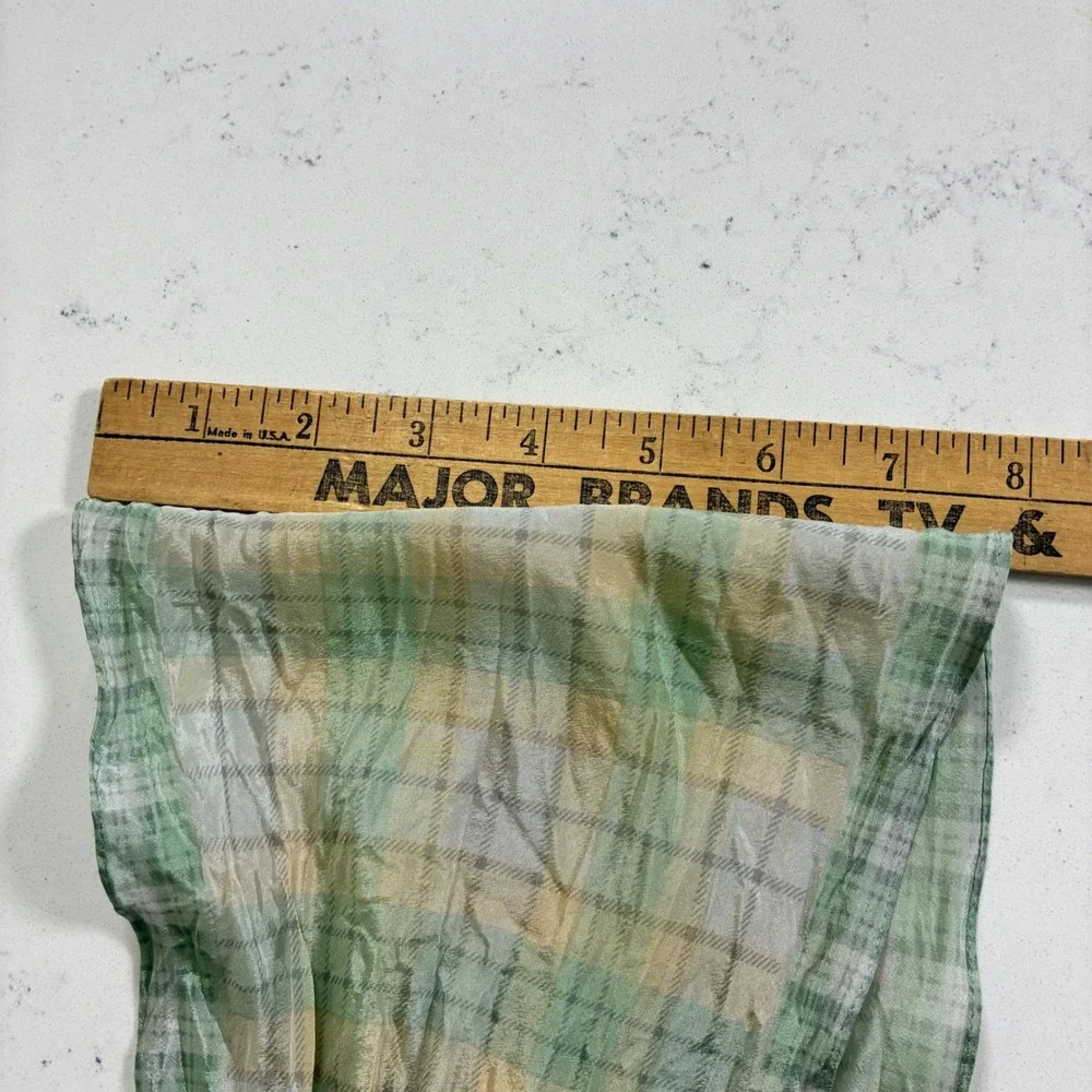 Vtg Liz Claiborne Scarf Plaid Silk Sheer Preppy Cottagecore Spring Style Pastel